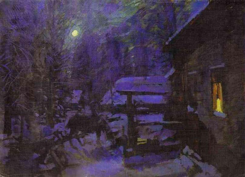Konstantin Alekseevich Korovin Moonlit Night. Winter Germany oil painting art